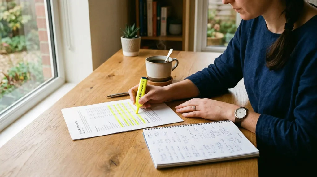 Person reviewing sweepstakes casino playthrough requirements on paper