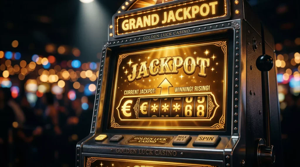 Progressive jackpot counter on a sweepstakes casino slot machine