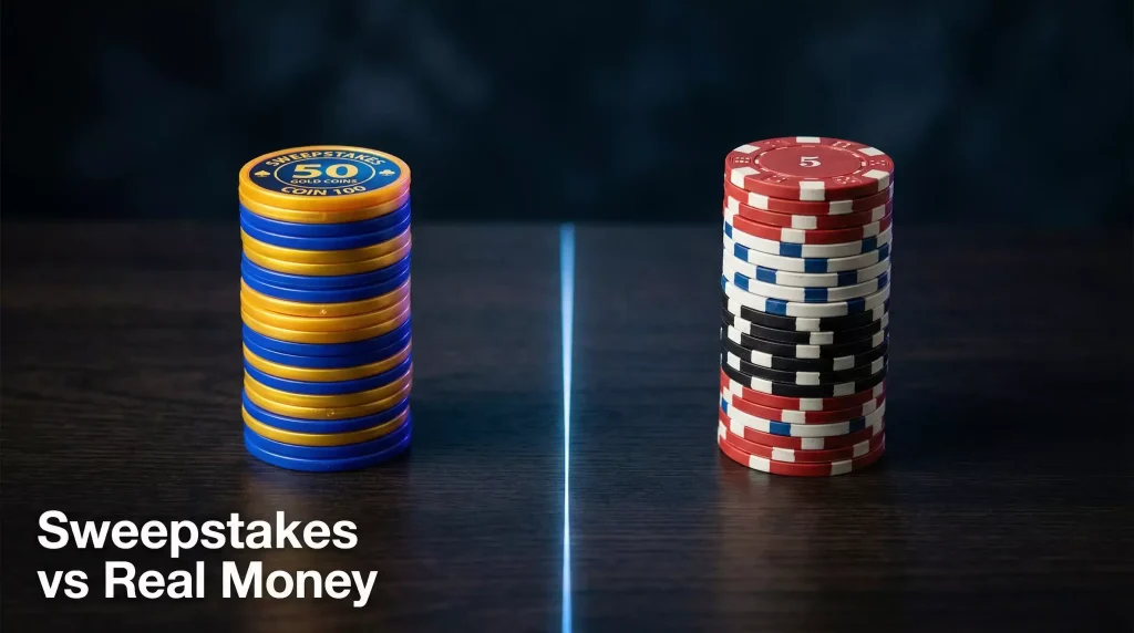 Sweepstakes vs real money casinos — side-by-side differences explained